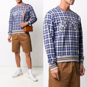Todd Snyder x Converse Men Sweater S Blue Plaid Crew Jack Purcell Racquet Club